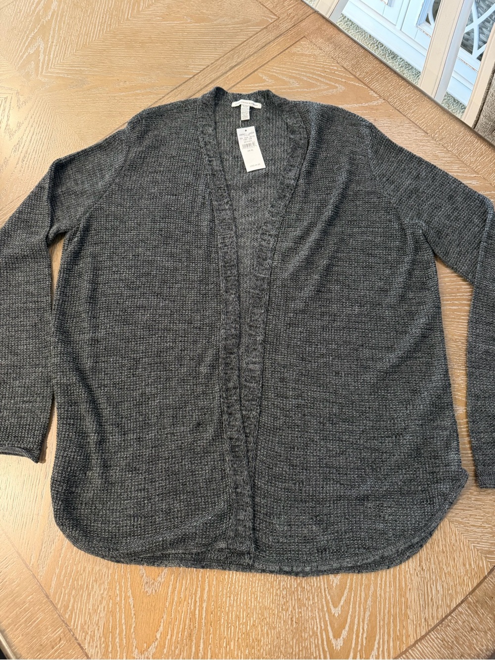 NWT- American Eagle Outfitters Dark Charcoal Open-Front Knit Cardigan XL
